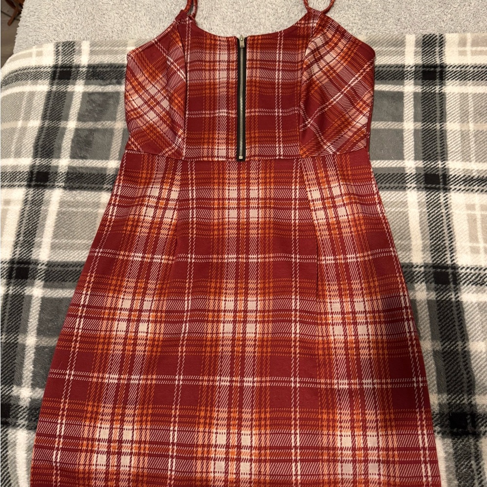 No Boundaries Red Plaid Mini Dress
